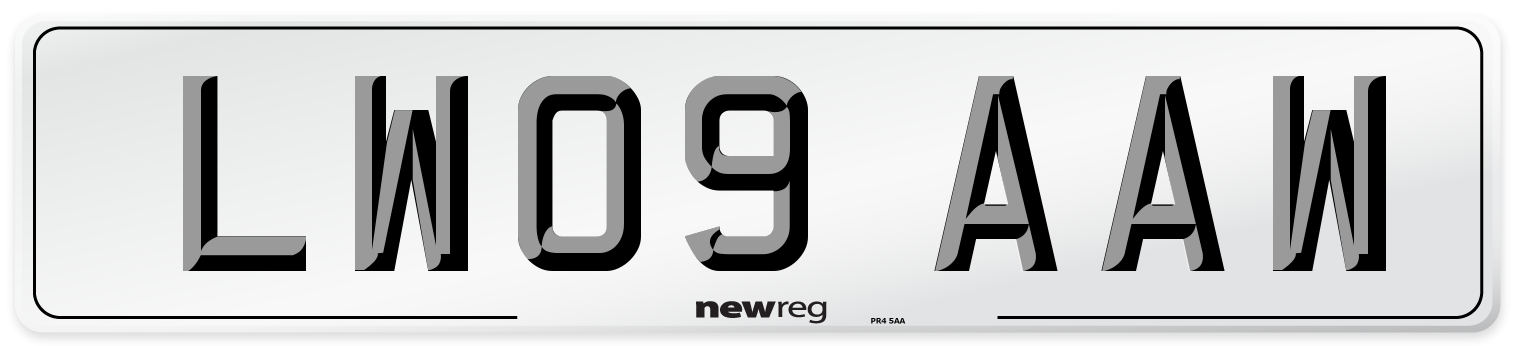 LW09 AAW Number Plate from New Reg
